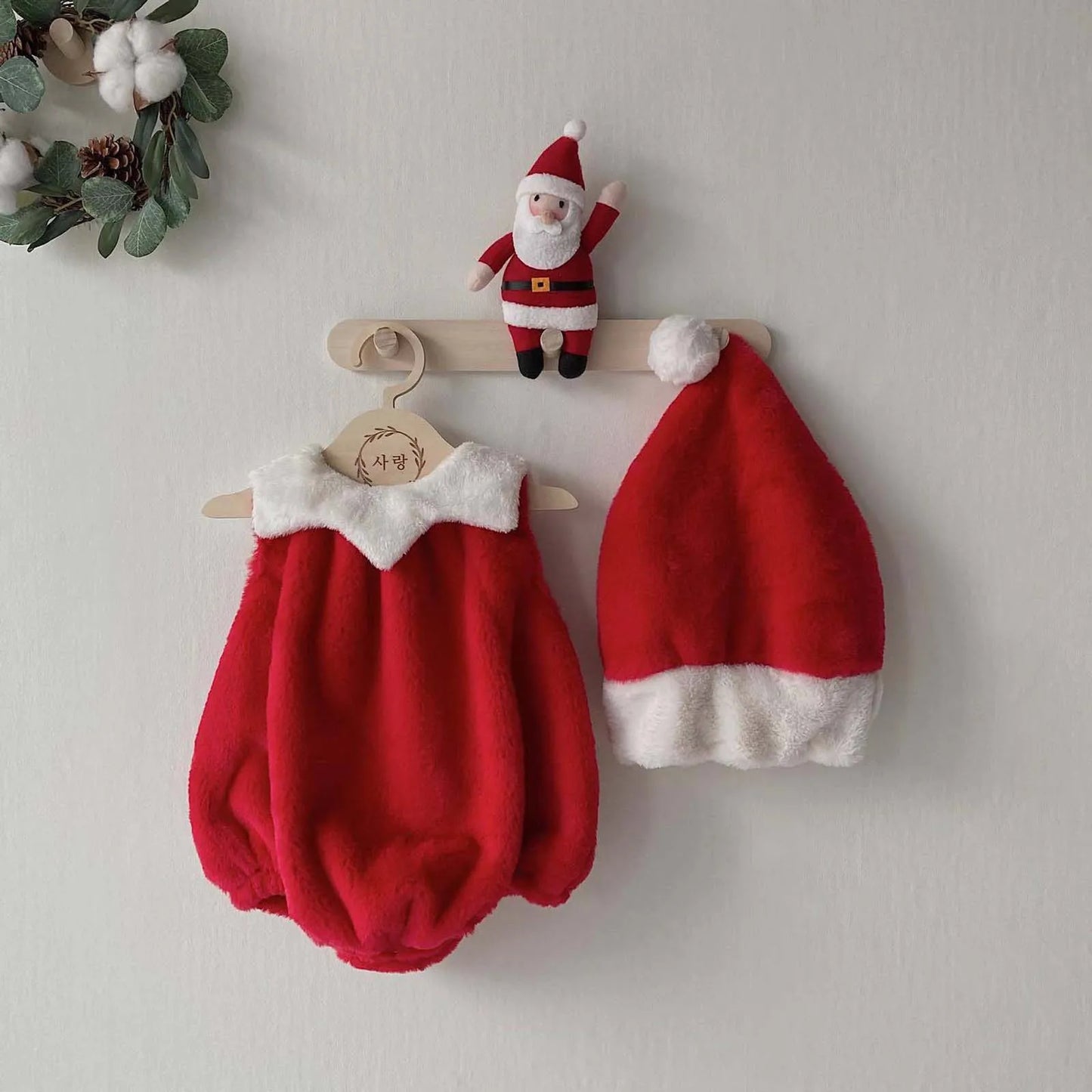 Baby Christmas Clothes Rompers 2023 Autumn Winter Baby Boy One Piece Clothes Red Cute Climbing Clothes With Hat Santa Bodysuits