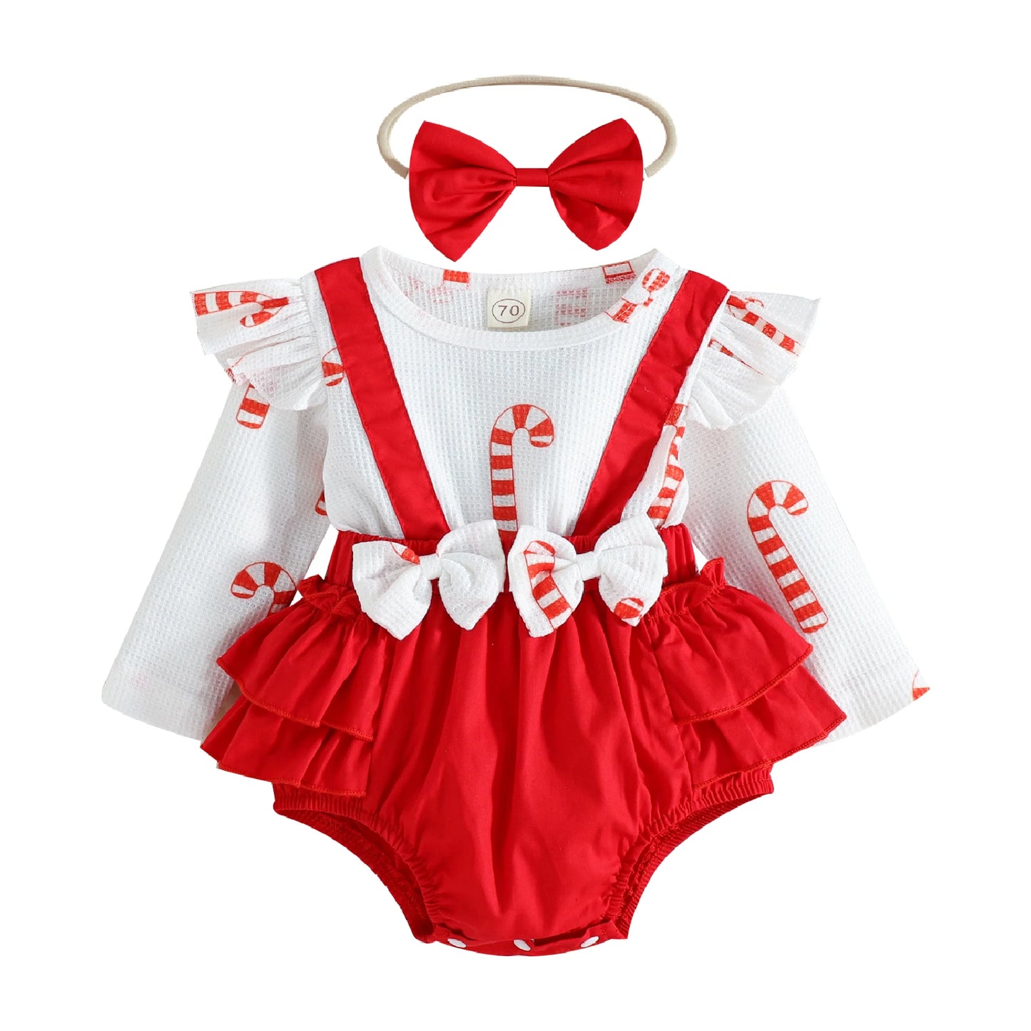 Citgeett Autumn Christmas Infant Baby Girls Bodysuit Set Long Sleeve Cartoon Plaid Jumpsuit + Headband Xmas Fall Clothes