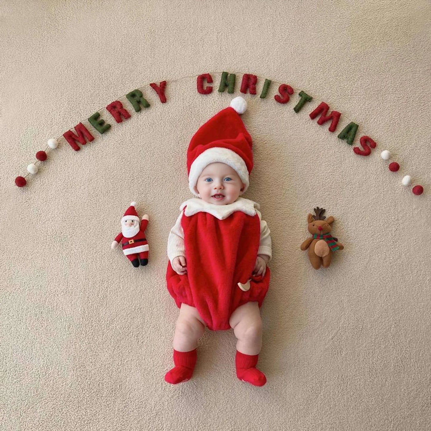 Baby Christmas Clothes Rompers 2023 Autumn Winter Baby Boy One Piece Clothes Red Cute Climbing Clothes With Hat Santa Bodysuits